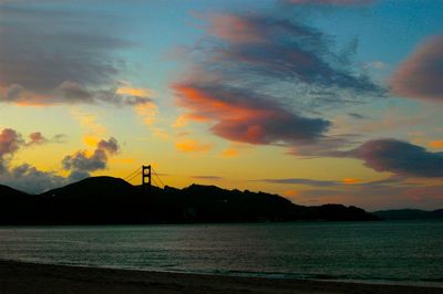 Scenic view of mountains at sunset