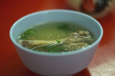 Close-up of drink in bowl on table