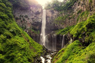 Scenic view of waterfall