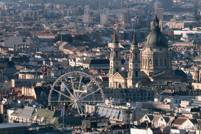 High angle view of buildings in city of budapest 