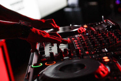 Close-up of shopping cart at concert