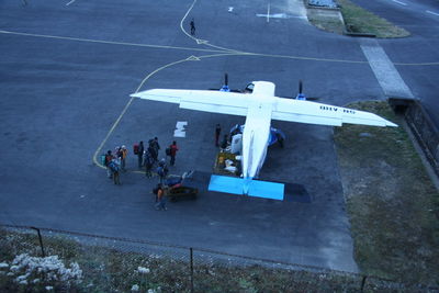 High angle view of people at airport