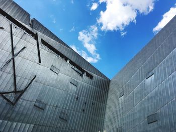 Low angle view of modern building against sky