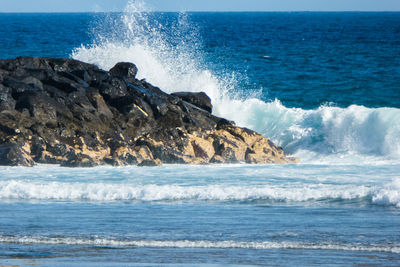 Scenic view of sea against clear sky