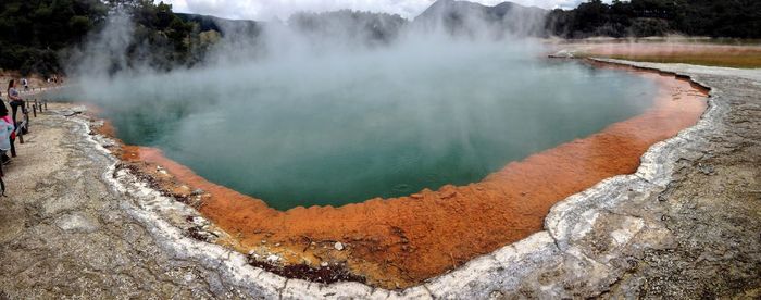 Scenic view of geyser