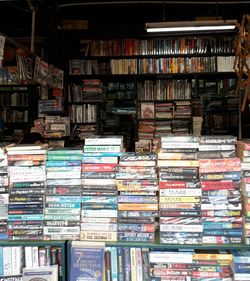 Full frame shot of books in shelf