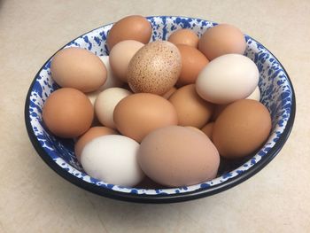 Close-up of eggs in plate