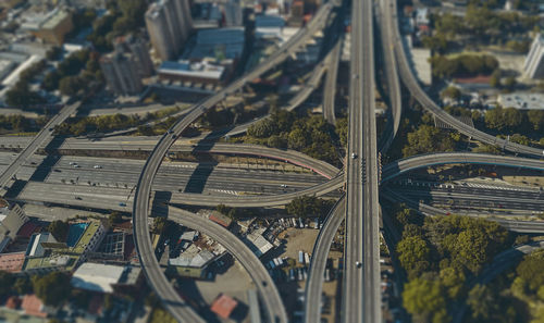 High angle view of buildings in city