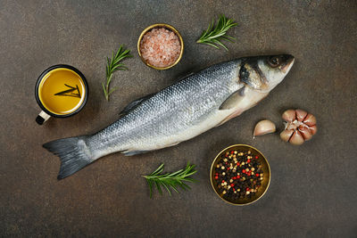 High angle view of fish in container