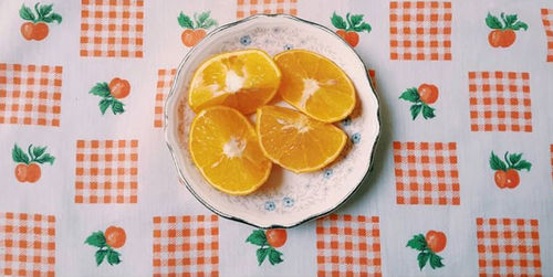 High angle view of fruits in plate