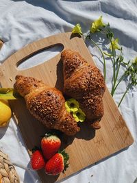 High angle view of breakfast on table