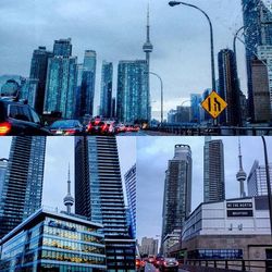 Low angle view of modern buildings against sky