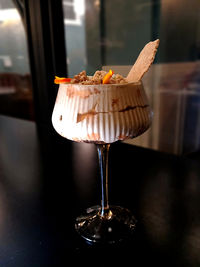 Close-up of dessert on table