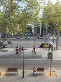 People sitting on road