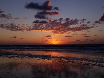 Scenic view of sea against sky at sunset