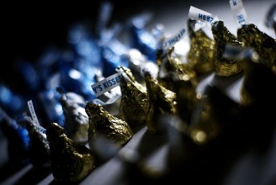 Close-up of coffee cup on metal