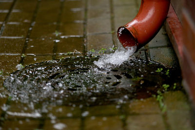 Close-up of hand splashing water