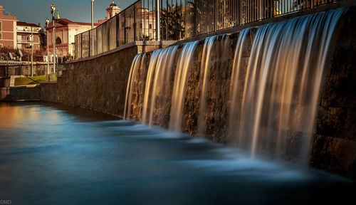 View of dam in city