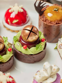 Close-up of cupcakes on table