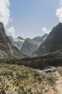 Scenic view of mountains against sky