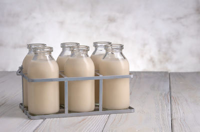 Close-up of jars on table