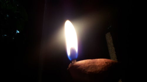 Close-up of illuminated candle