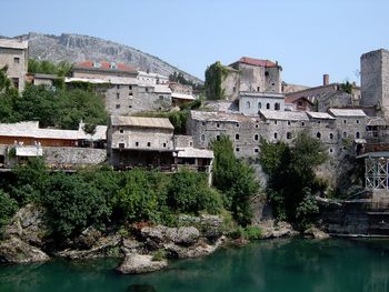 View of townscape by river