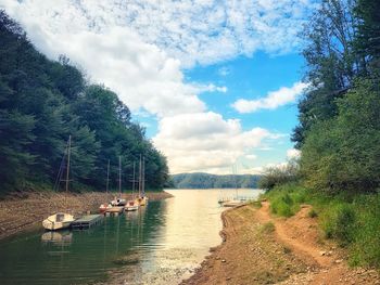 Scenic view of lake against sky