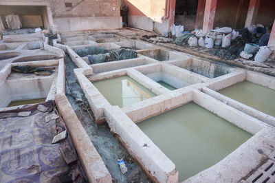 High angle view of swimming pool at factory