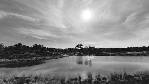 Scenic view of lake against sky