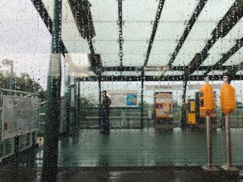 Wet glass window in rainy season