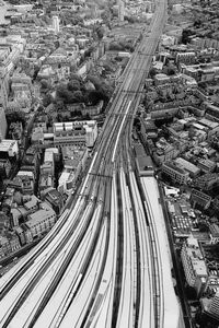 High angle view of highway in city