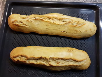 High angle view of bread in container