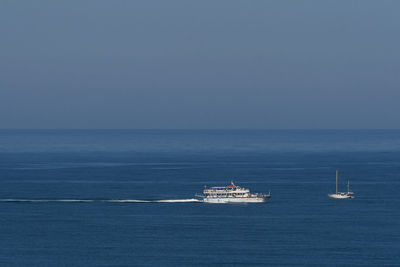 Scenic view of sea against clear sky