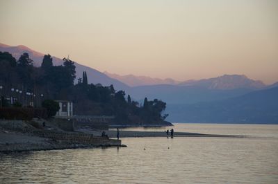 Scenic view of mountains at sunset