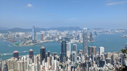 Panoramic view of city buildings against sky