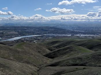 High angle view of landscape against sky