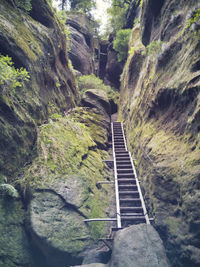 High angle view of road amidst rocks