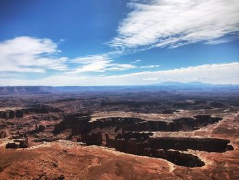 Aerial view of dramatic landscape against sky