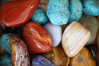 High angle view of multi colored pebbles