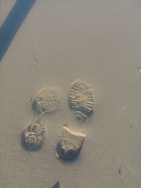 High angle view of sand on beach