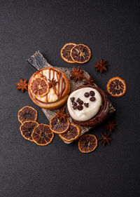 High angle view of food on table