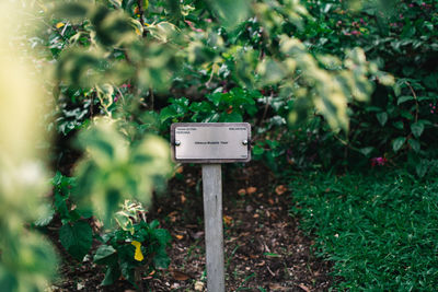 Information sign on field