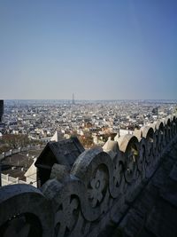 Cityscape against clear sky