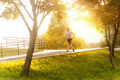 Man running in park