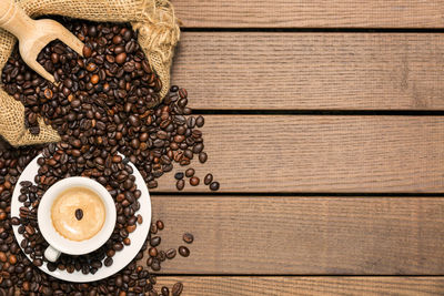 Directly above shot of coffee beans on table