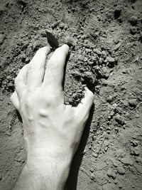 Close-up of hand on the beach