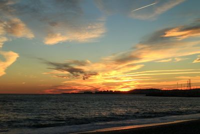 Scenic view of sea against sky during sunset