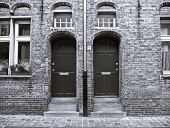 Closed door of building