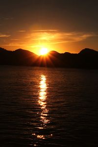 Scenic view of mountains at sunset